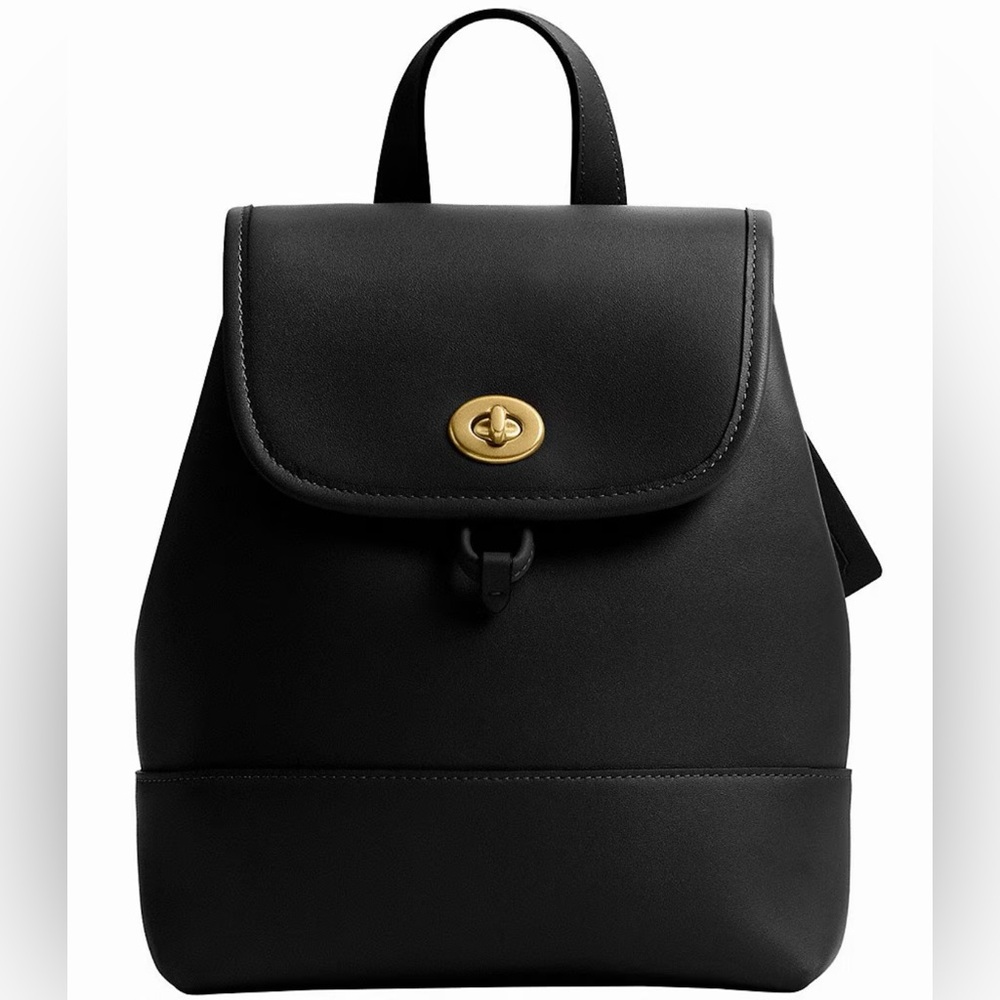 Coach Glovetanned Leather Turnlock Backpack- Black
